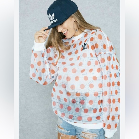 Adidas Originals Osaka Spotted Meshed Graphic Sweatshirt-Size Small-Oversized. - Picture 2 of 14